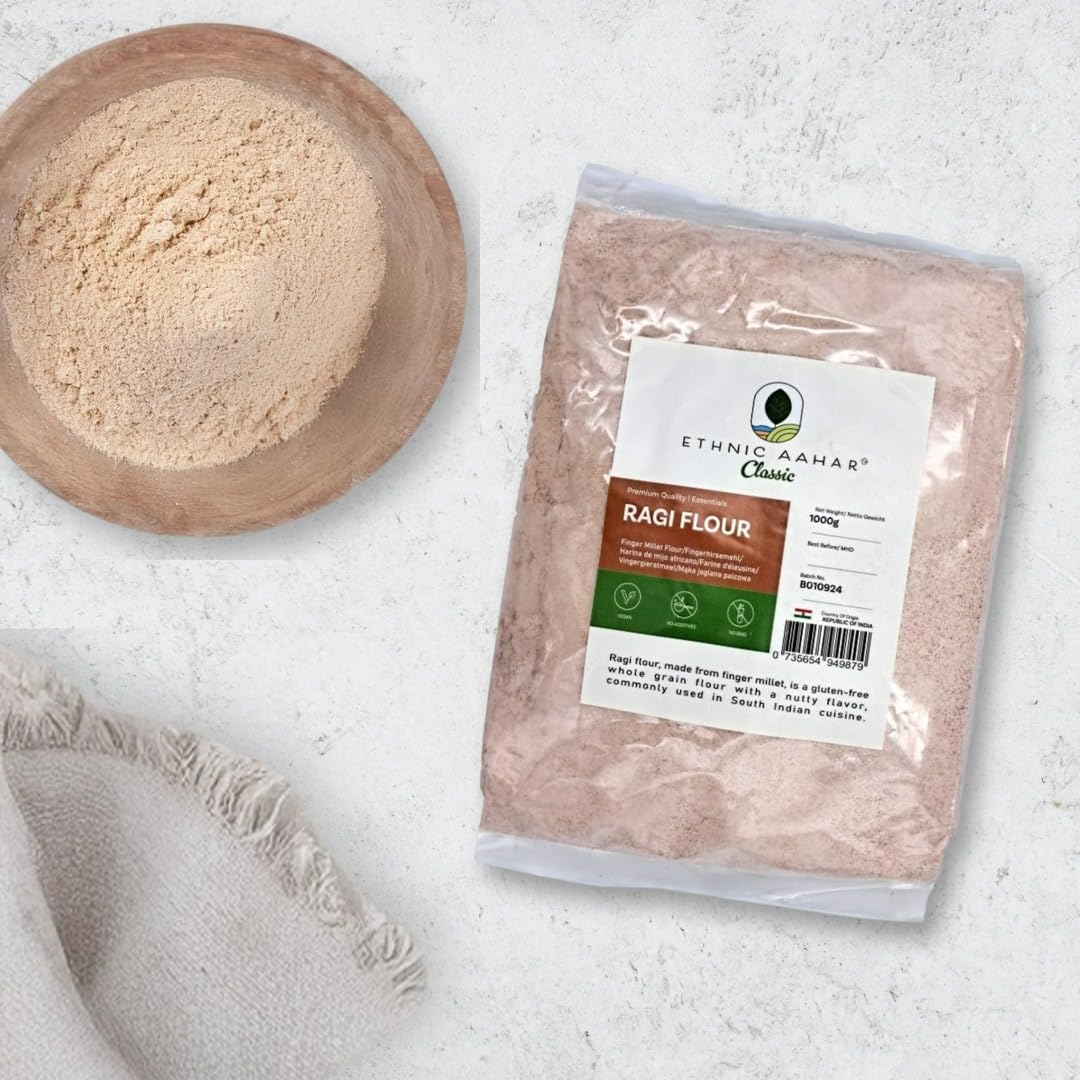 Ethnic Aahar Ragi Flour (Red Teff Flour) - 1kg