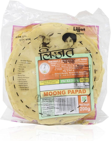 Lijjat Papad Plain Moong - 200g