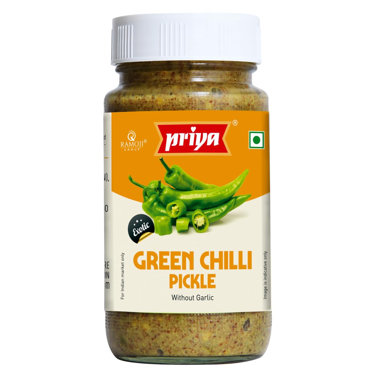Priya Green Chilli Pickle (without Garlic) - 300g