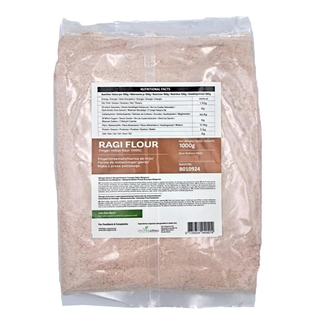 Ethnic Aahar Ragi Flour (Red Teff Flour) - 1kg